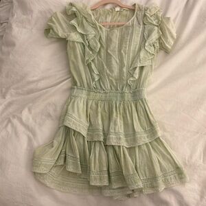 Light green loveshackfancy dress size small worn lightly